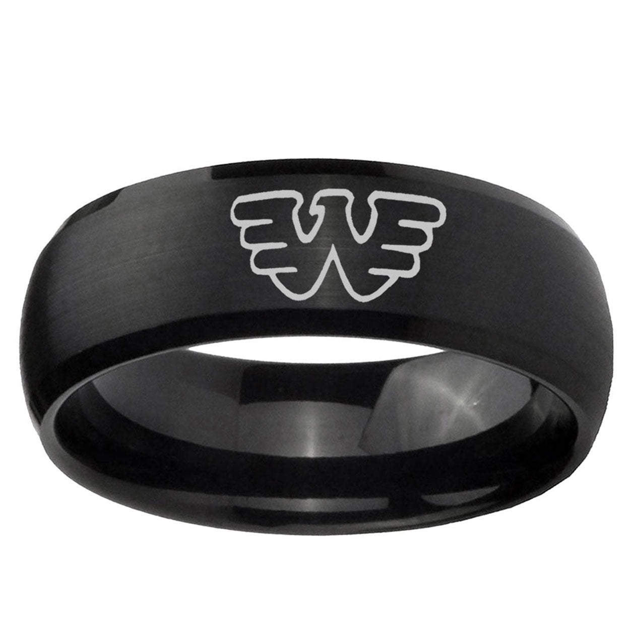 5MMWaylon Jennings Dome Brush Black Tungsten Wedding Band Mens