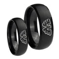 Waylon Jennings Dome Brush Black Tungsten His Hers Set Rings
