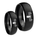 Spider Dome Brush Black Tungsten Couples Ring Set