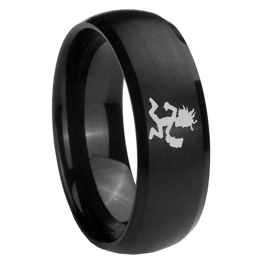 10mm Hatchet Man Dome Brush Black Tungsten Carbide Mens Ring