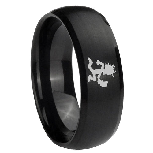 10mm Hatchet Man Dome Brush Black Tungsten Carbide Mens Ring