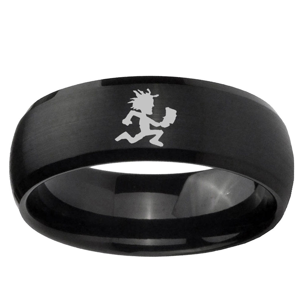 10mm Hatchet Man Dome Brush Black Tungsten Carbide Mens Ring