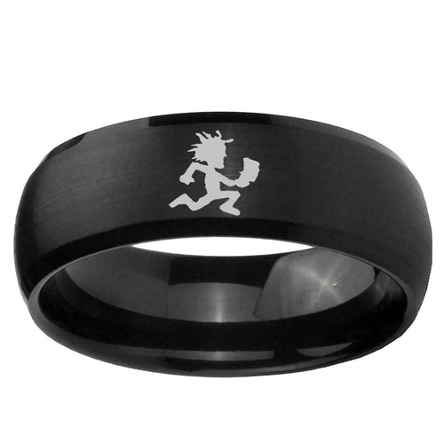 10mm Hatchet Man Dome Brush Black Tungsten Carbide Mens Ring