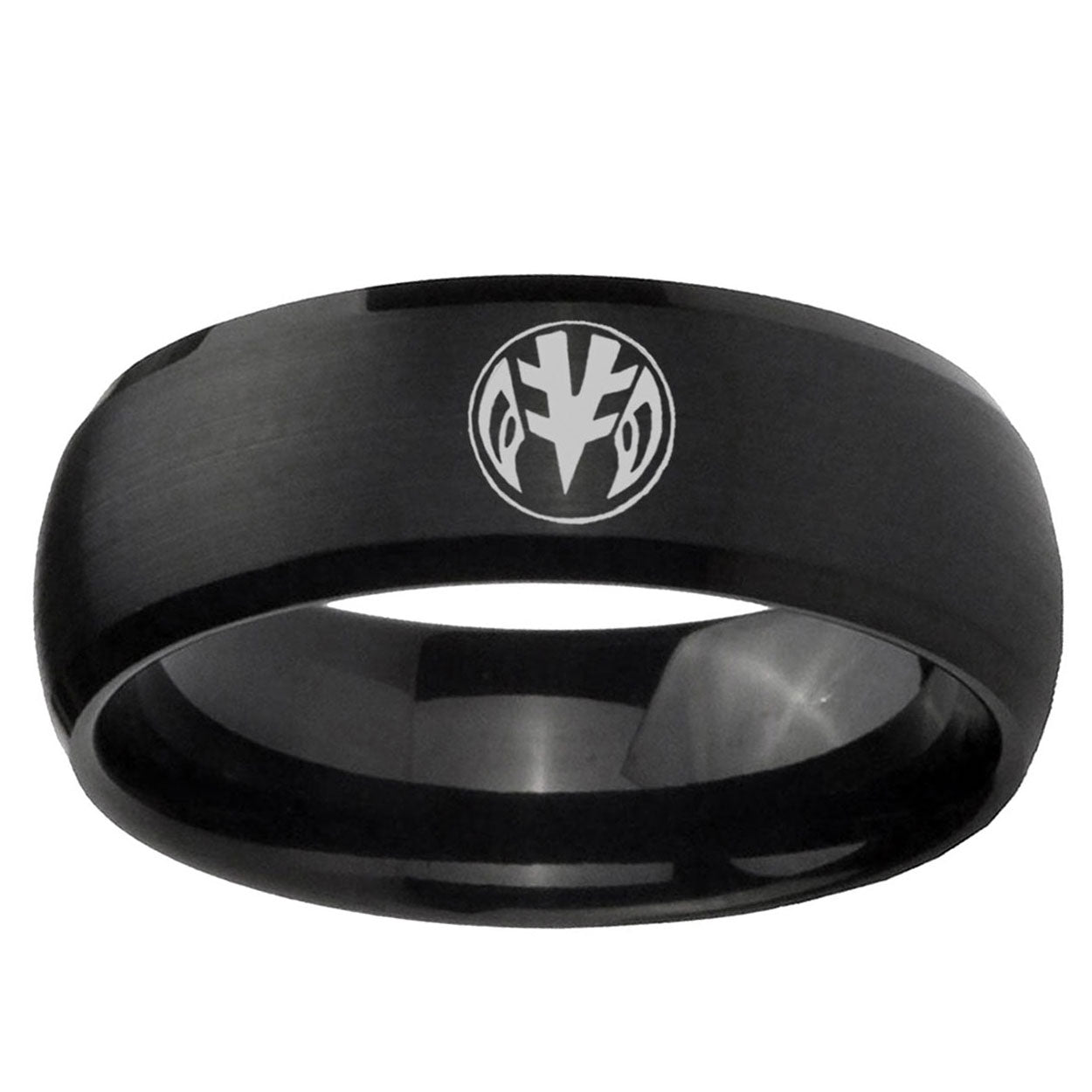 10mm Love Power Rangers Dome Brush Black Tungsten Ring