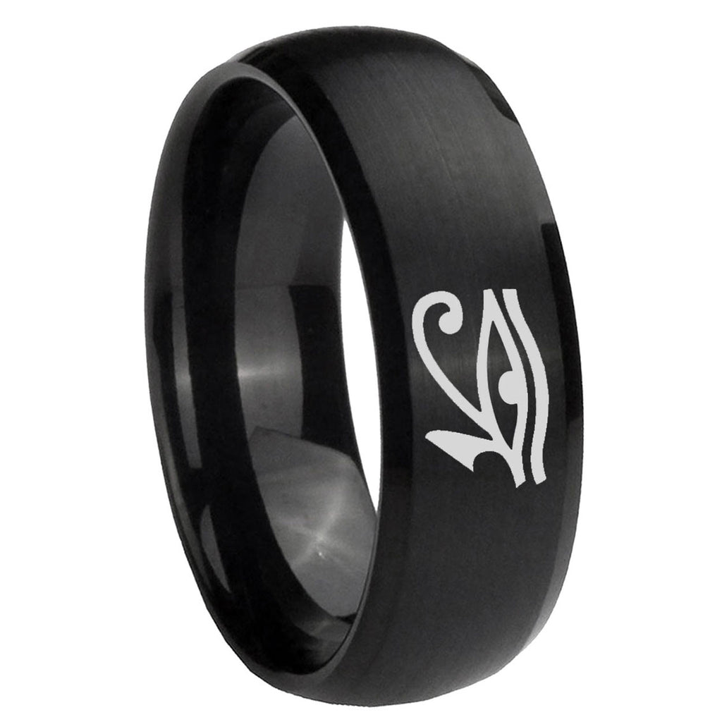 10mm Seeing Eye Dome Brush Black Tungsten Carbide Men's Ring