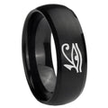 10mm Seeing Eye Dome Brush Black Tungsten Carbide Men's Ring