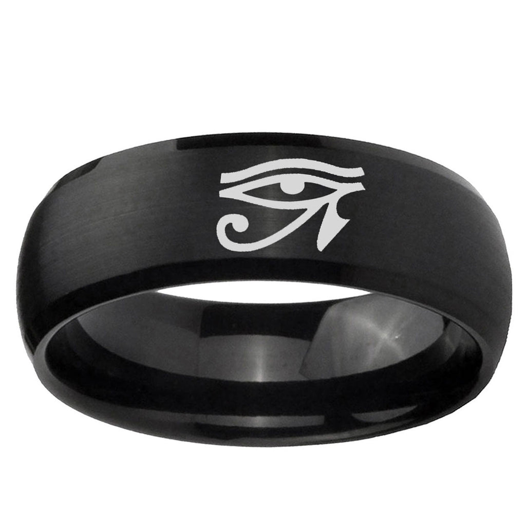 10mm Seeing Eye Dome Brush Black Tungsten Ring