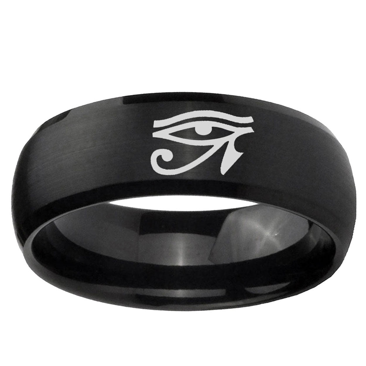 5MMSeeing Eye Dome Brush Black Tungsten Mens Engagement Band
