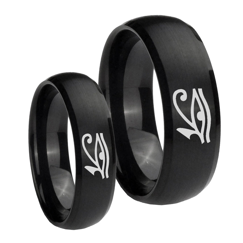 Seeing Eye Dome Brush Black Tungsten Mens Set Ring