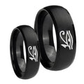Seeing Eye Dome Brush Black Tungsten Mens Set Ring