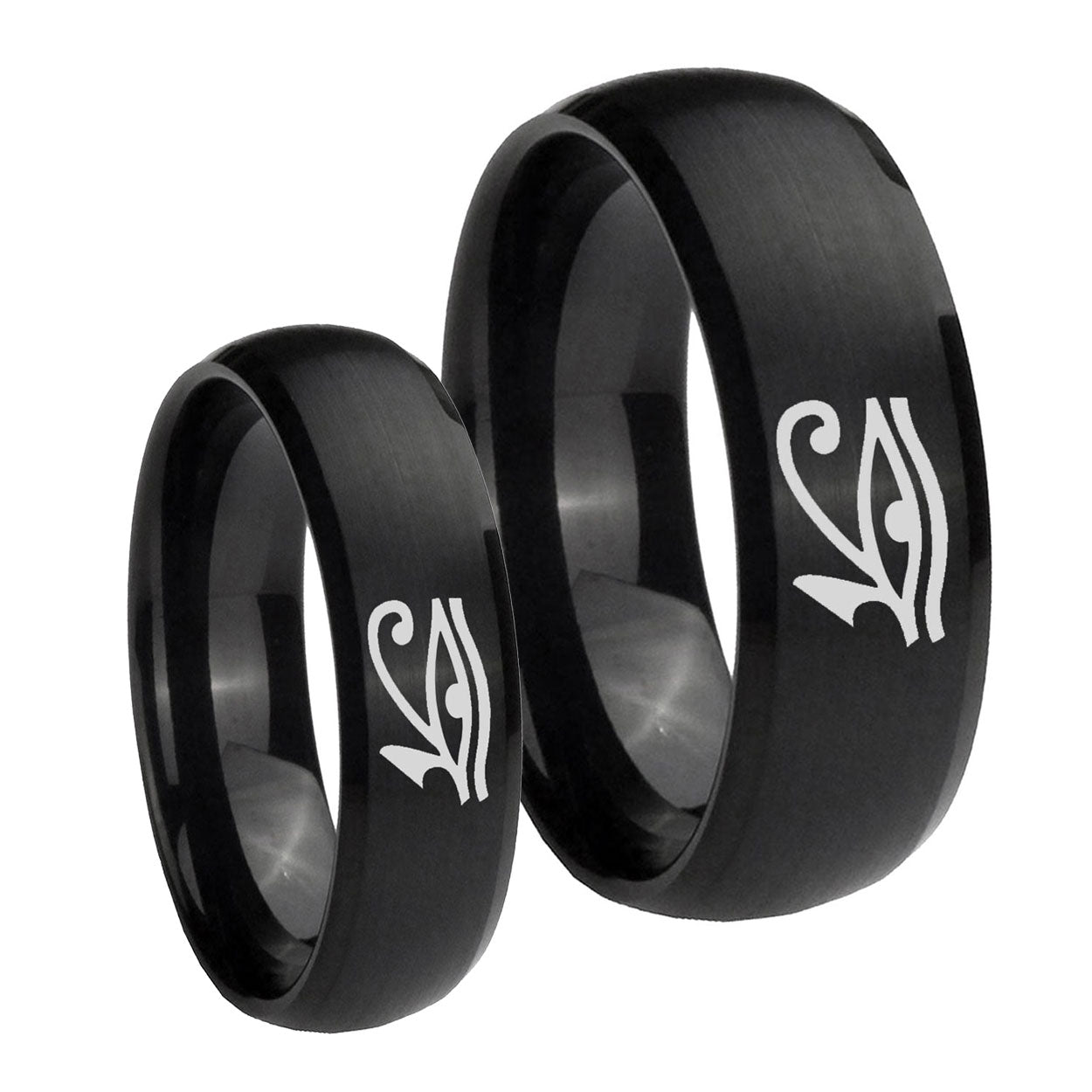 Seeing Eye Dome Brush Black Tungsten Mens Set Ring
