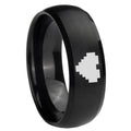 10mm Zelda Heart Brush Black Dome Tungsten Carbide Men's Ring