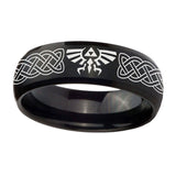10mm-Celtic-Zelda-Dome-Brush-Black-Tungsten-Carbide-Mens-Ring-Personalized