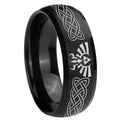 10mm Celtic Zelda Dome Brush Black Tungsten Carbide Mens Ring Personalized