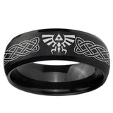 10mm Celtic Zelda Dome Brush Black Tungsten Ring