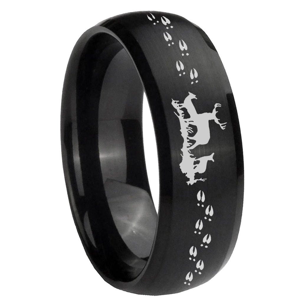 10mm Deer Hunting Dome Brush Black Tungsten Carbide Men's Engagement Band