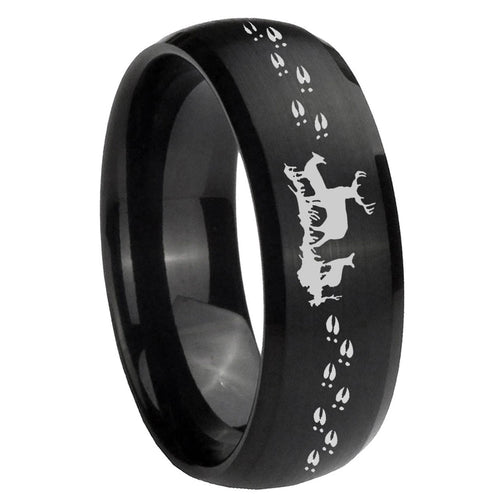 10mm Deer Hunting Dome Brush Black Tungsten Carbide Men's Engagement Band