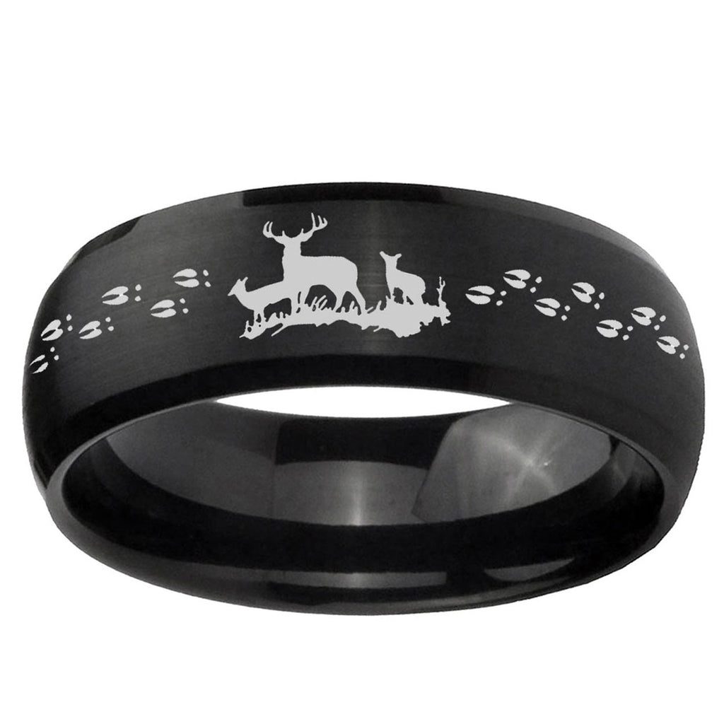 10mm Deer Hunting Dome Brush Black Tungsten Ring