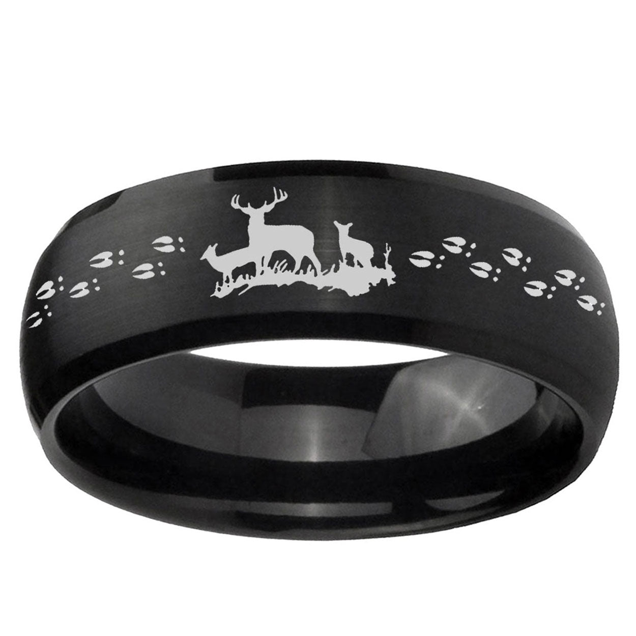 10mm Deer Hunting Dome Brush Black Tungsten Ring