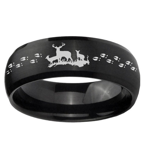 10mm Deer Hunting Dome Brush Black Tungsten Ring