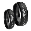 Deer Hunting Dome Brush Black Tungsten Wedding Ring Set