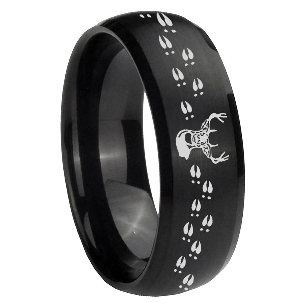 10mm Deer Antler Dome Brush Black Tungsten Carbide Men's Engagement Band