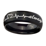10mm-Heart-Beat-forever-Heart-always-Dome-Brush-Black-Tungsten-Wedding-Band-Ring