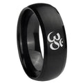 10mm Om Aum Yoga Dome Brush Black Tungsten Carbide Mens Wedding Ring