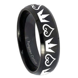 10mm-Hearts-and-Crowns-Dome-Brush-Black-Tungsten-Carbide-Personalized-Ring