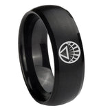 8mm White Lantern Dome Matte Black Men's Tungsten Rings