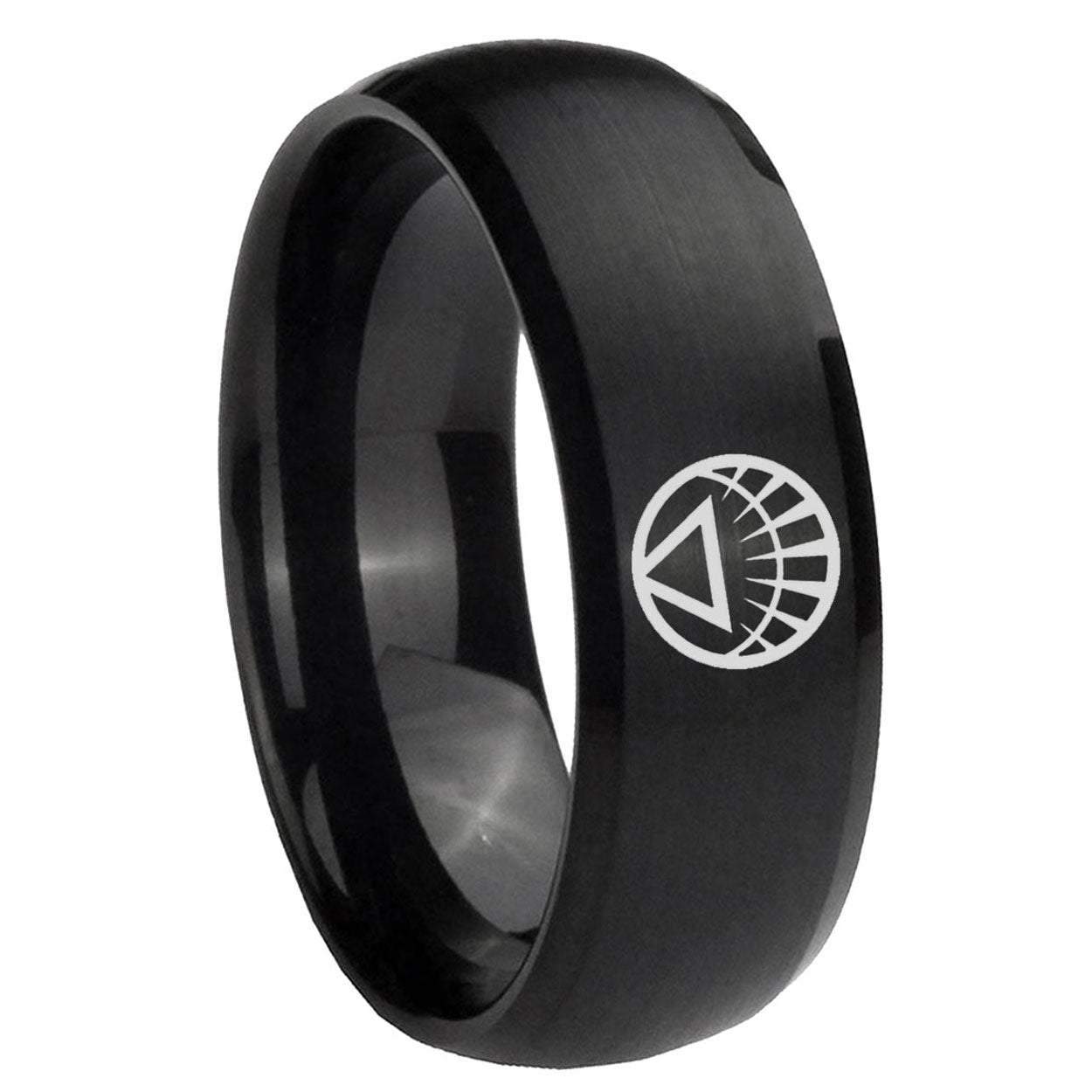 8MM White Lantern Dome Matte Black Men's Tungsten Rings