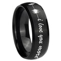 8MM Sound Wave, I love you more Dome Brush Black Tungsten Ring