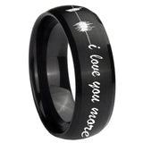 8mm Sound Wave, I love you more Dome Brush Black Tungsten Men's Wedding Band