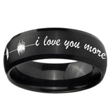 10mm Sound Wave, I love you more Dome Brush Black Tungsten Carbide Promise Ring
