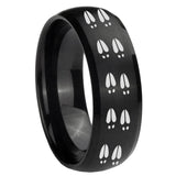 10mm Deer Tracks Dome Brush Black Tungsten Carbide Wedding Band Mens