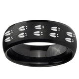 5, 8mm Deer Tracks Dome Brush Black Tungsten Ring