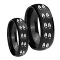 Deer Tracks Dome Brush Black Tungsten Mens Band Set