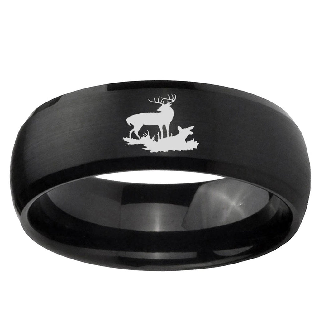 10mm Deer Hunting Dome Brush Black Tungsten Ring