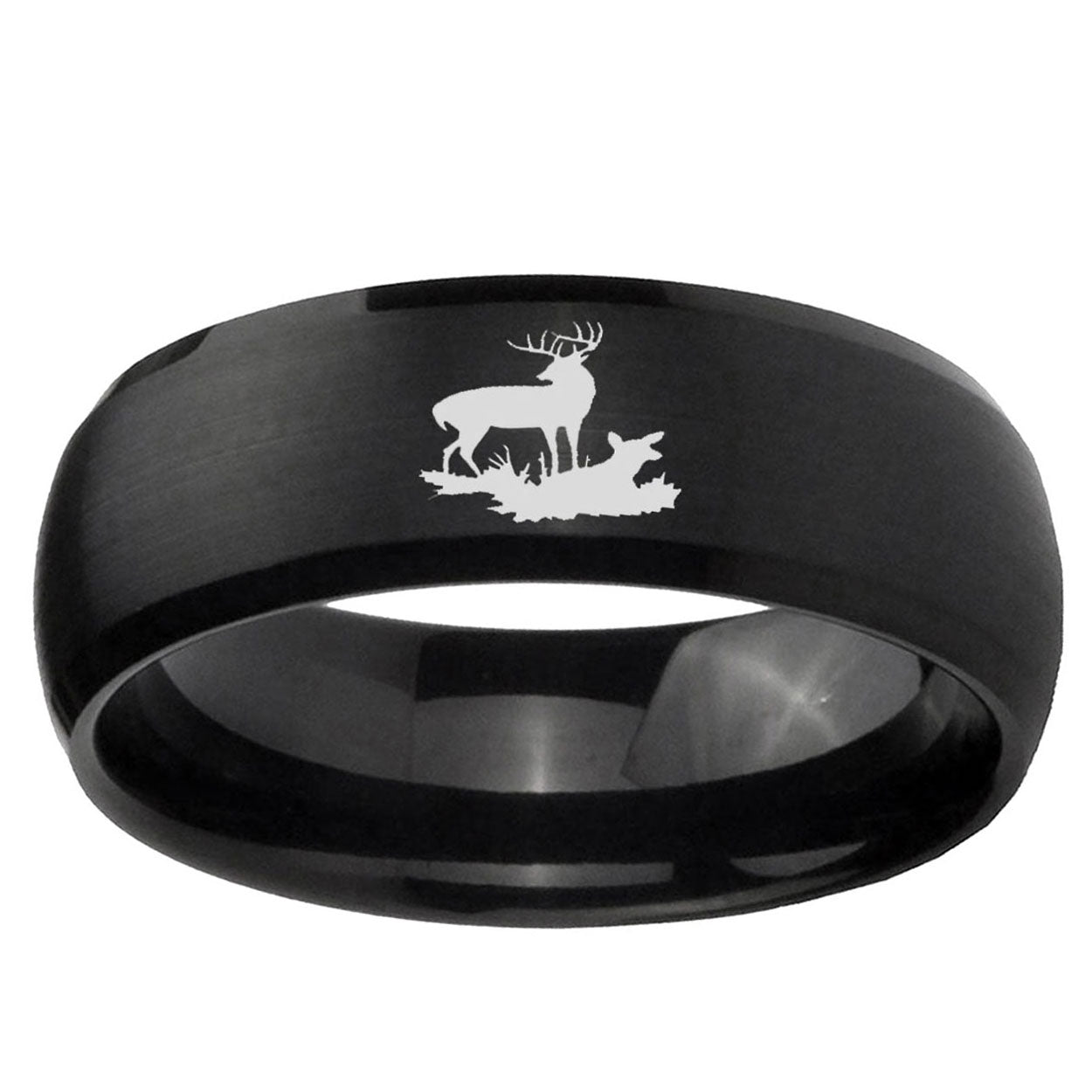 10mm Deer Hunting Dome Brush Black Tungsten Ring