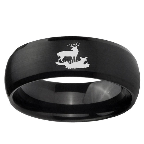 10mm Deer Hunting Dome Brush Black Tungsten Ring