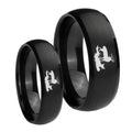 Deer Hunting Dome Brush Black Tungsten His Hers Ring Set
