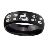 10mm-Deer-Hunting-Tracks-Dome-Brush-Black-Tungsten-Carbide-Wedding-Bands-Ring