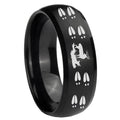 8MM Deer Hunting Tracks Dome Brush Black Tungsten Promise Ring