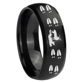 10mm Deer Hunting Tracks Dome Brush Black Tungsten Carbide Wedding Bands Ring