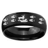 10mm Deer Hunting Tracks Dome Brush Black Tungsten Ring