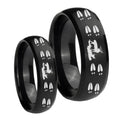 Deer Hunting Tracks Dome Brush Black Tungsten Couples Ring Set