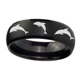 10mm-Dolphins-Dome-Brush-Black-Tungsten-Carbide-Wedding-Engagement-Ring