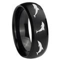 10mm Dolphins Dome Brush Black Tungsten Carbide Wedding Engagement Ring
