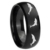 8mm Dolphins Dome Brush Black Tungsten Carbide Men's Wedding Band