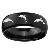 5, 8mm Dolphins Dome Brush Black Tungsten Ring
